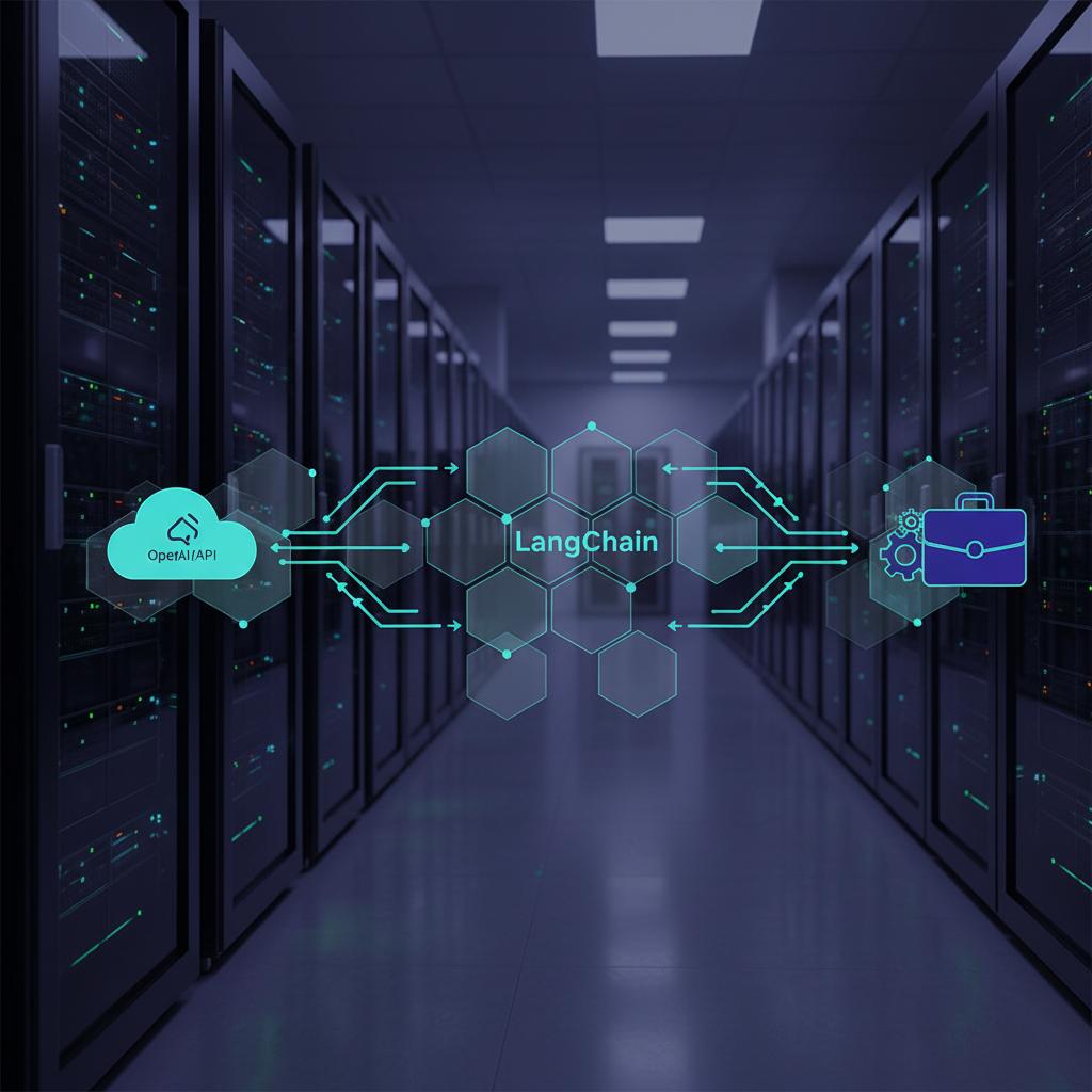 Ilustração técnica representando tecnologia relacionado a Descomplicando LLMs: Da Teoria à Implementação Prá incluindo OpenAI
