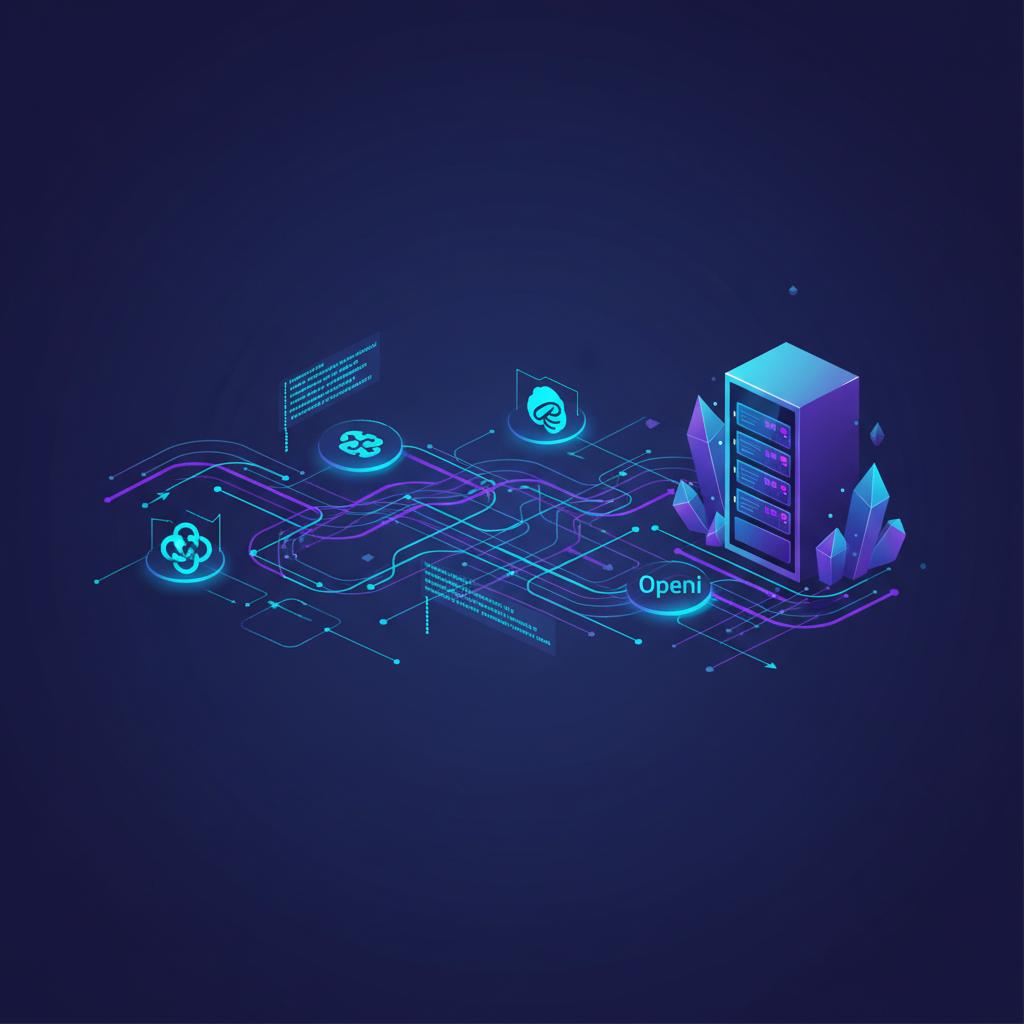 Ilustração técnica representando tecnologia relacionado a Dominando LLMs: Integração Prática com LangChain e