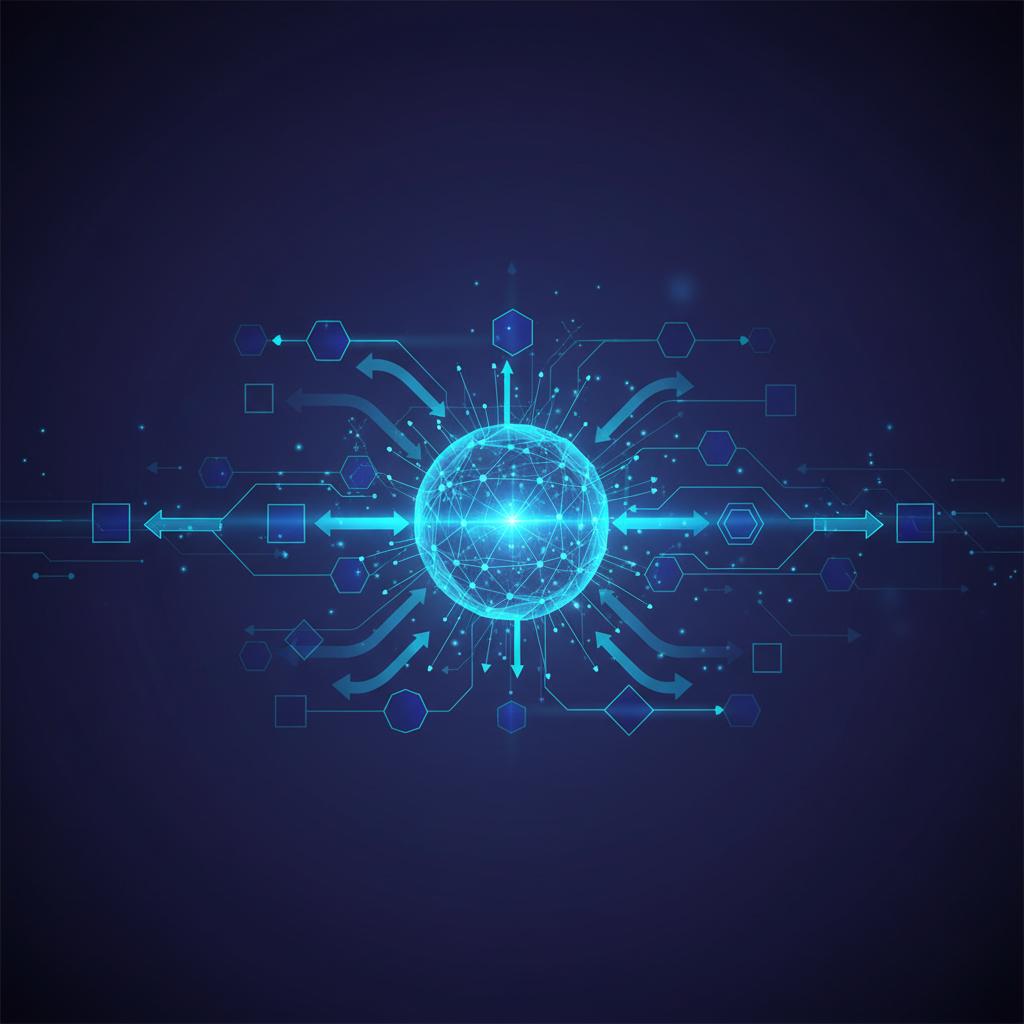 Ilustração técnica representando tecnologia relacionado a LLM na Prática: Automação e Inteligência Artificia