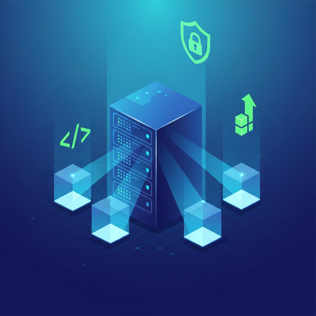 Ilustração técnica representando tecnologia relacionado a VPS: O Guia Completo para Servidores Virtuais Robu incluindo Ser...