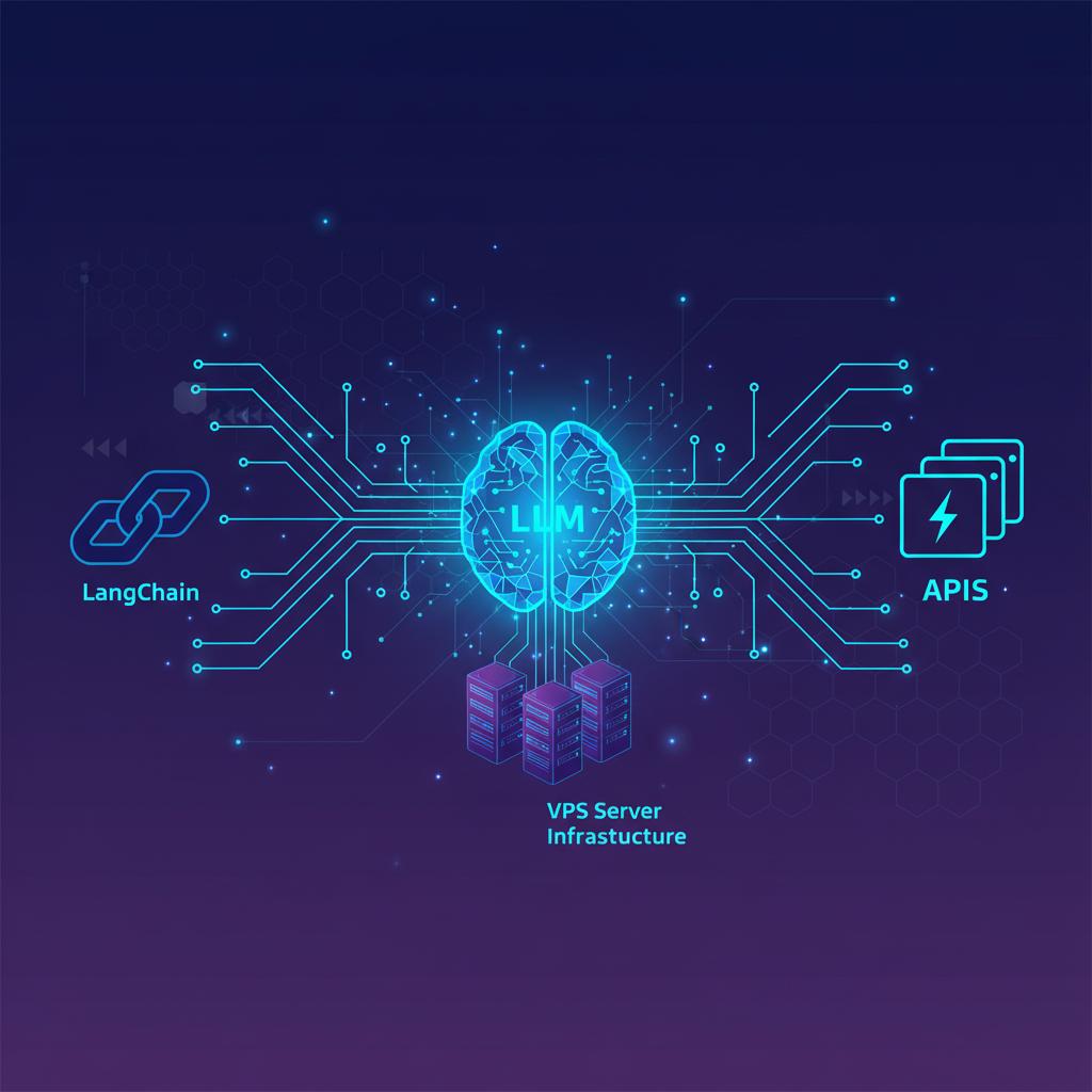 Ilustração técnica representando tecnologia relacionado a Dominando LLMs: Da Teoria à Automação com LangChai