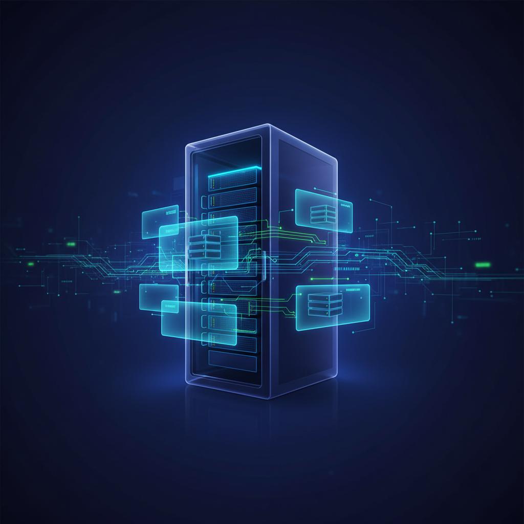 Ilustração técnica representando tecnologia relacionado a VPS: O Guia Definitivo para Servidores Virtuais incluindo Servid...