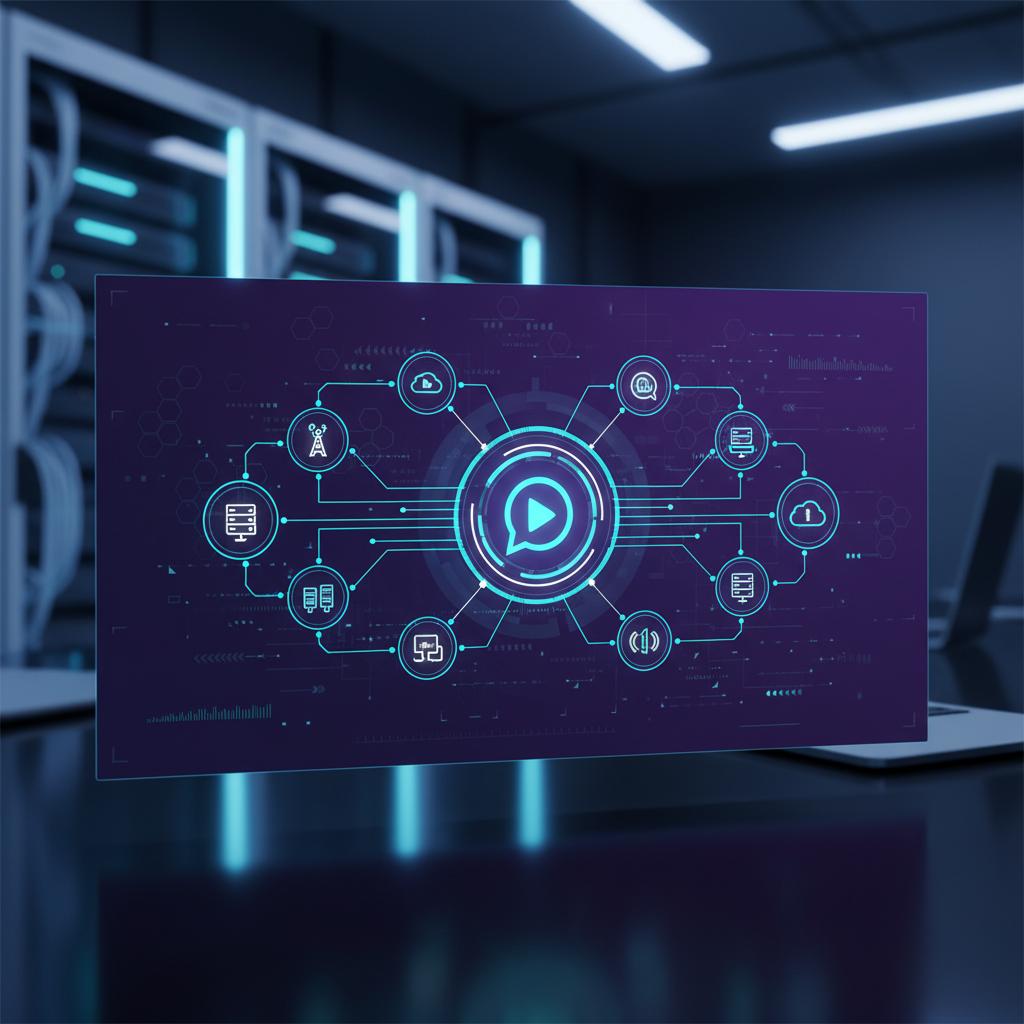 Ilustração técnica representando tecnologia relacionado a Guia Definitivo Evolution API: WhatsApp e Chatbots incluindo Wha...