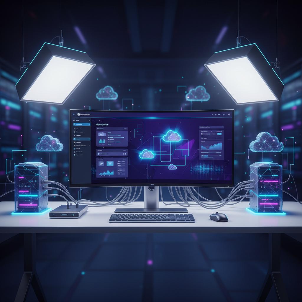 Ilustração técnica representando tecnologia relacionado a WordPress: O Guia Completo para Criar seu Website  incluindo VPS