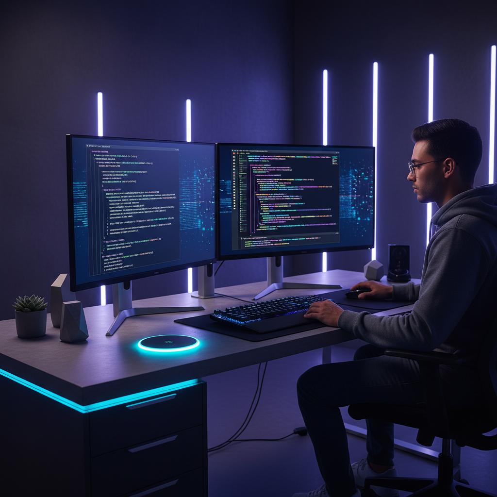 Ilustração técnica representando tecnologia relacionado a Guia de Programação 2026: Python vs JavaScript na 