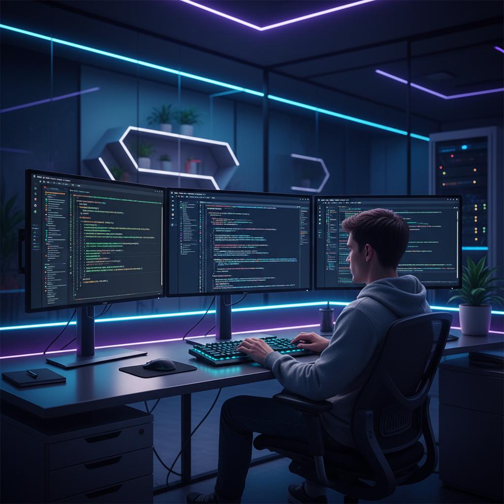 Ilustração técnica representando tecnologia relacionado a Guia Prático de Programação: Como Evoluir no Desen incluindo python