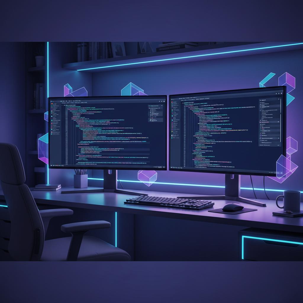 Ilustração técnica representando tecnologia relacionado a Guia de Programação 2026: Python, JavaScript e Dic