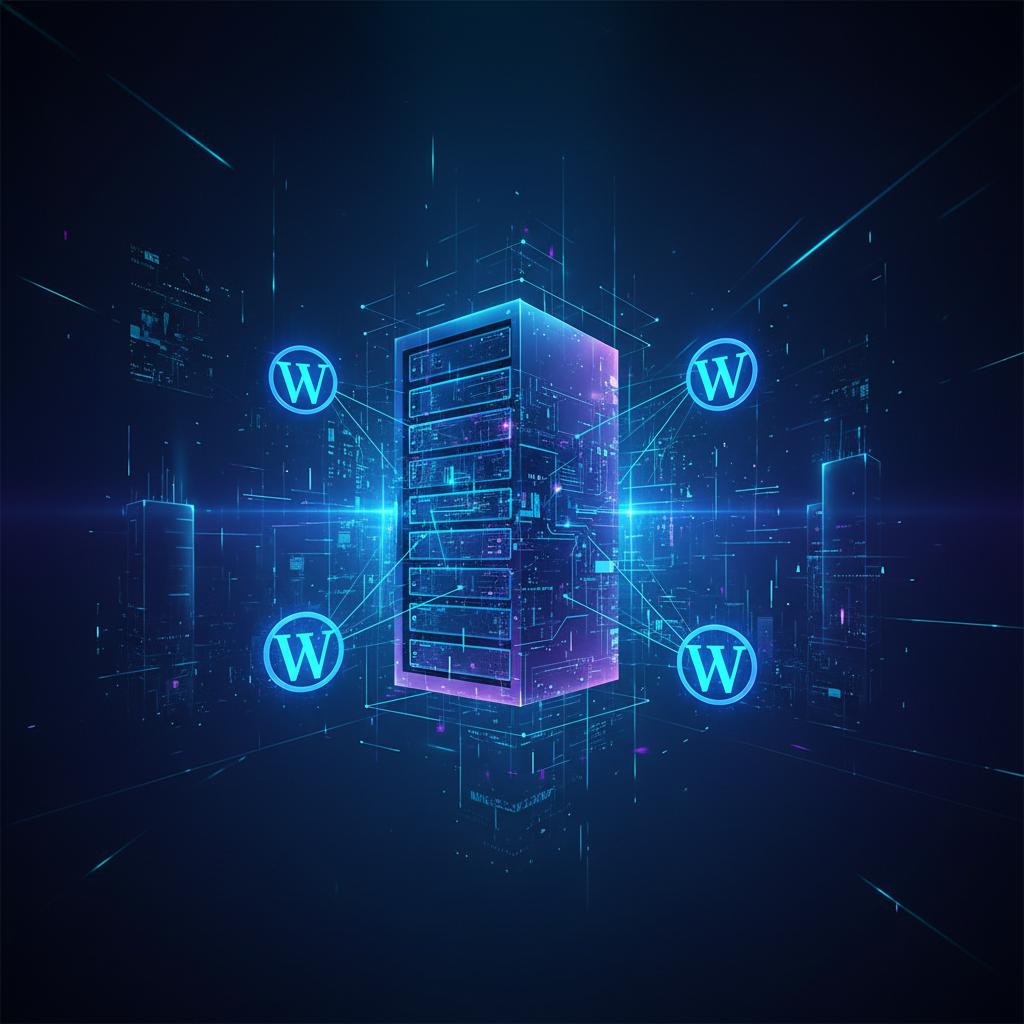 Ilustração técnica representando tecnologia relacionado a WordPress: O Guia Definitivo de Infraestrutura em  incluindo VPS