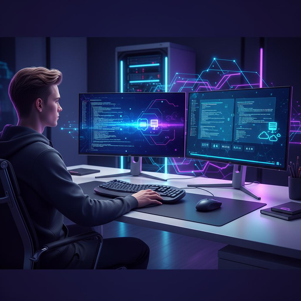 Ilustração técnica representando tecnologia relacionado a Guia de Programação 2026: Python vs JavaScript par