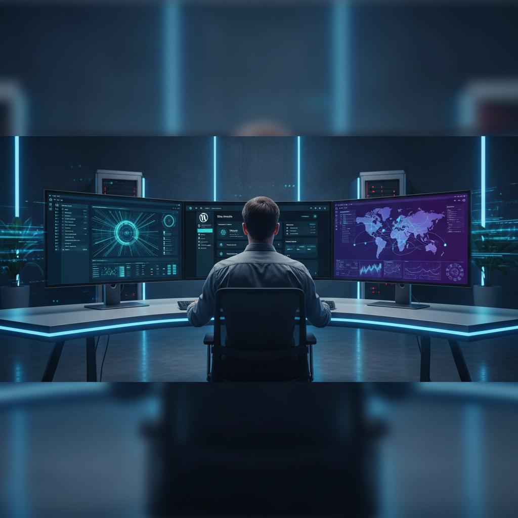 Ilustração técnica representando tecnologia relacionado a WordPress: Como Criar e Otimizar seu Website Profi incluindo CMS