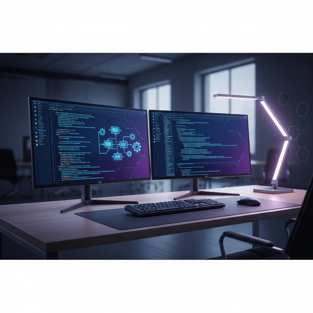 Ilustração técnica representando tecnologia relacionado a Guia Prático de Programação: Como Evoluir no Desen incluindo python