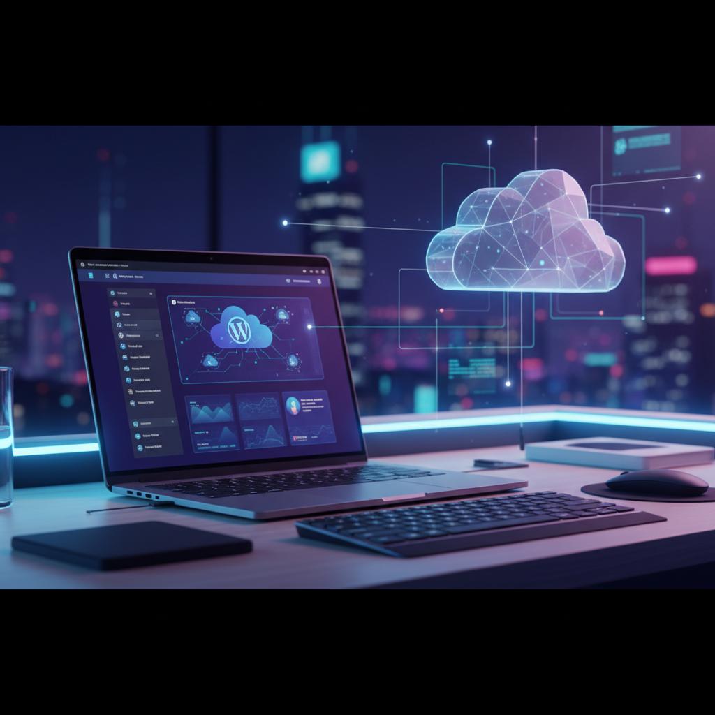 Ilustração técnica representando tecnologia relacionado a WordPress: O Guia Completo para Criar seu Website  incluindo CMS