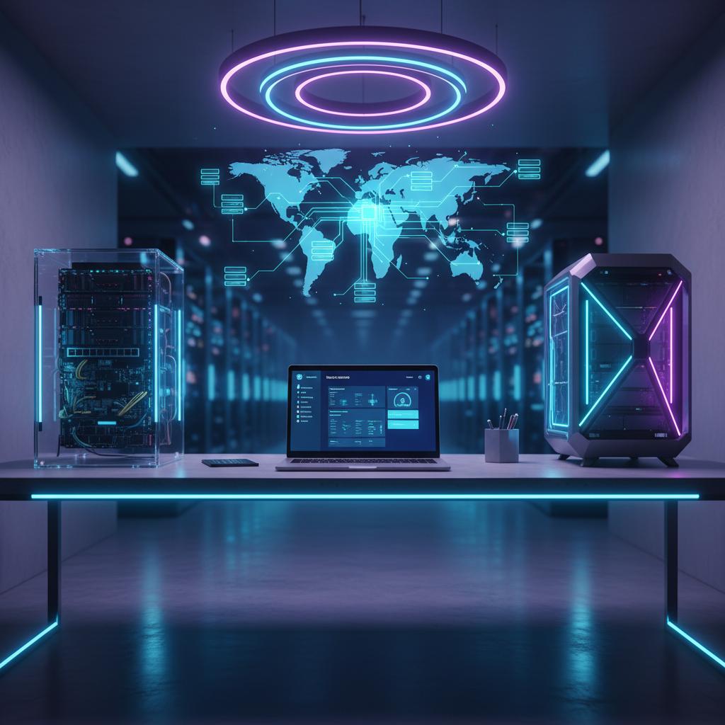 Ilustração técnica representando tecnologia relacionado a WordPress: Como Criar e Otimizar seu Website em 20 incluindo CMS