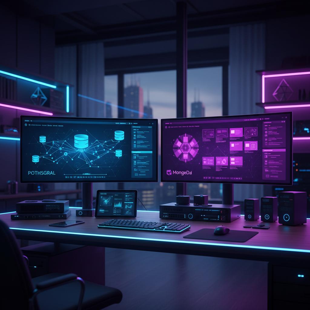 Ilustração técnica representando tecnologia relacionado a Como escolher o melhor banco de dados para seu pro incluindo Pos...