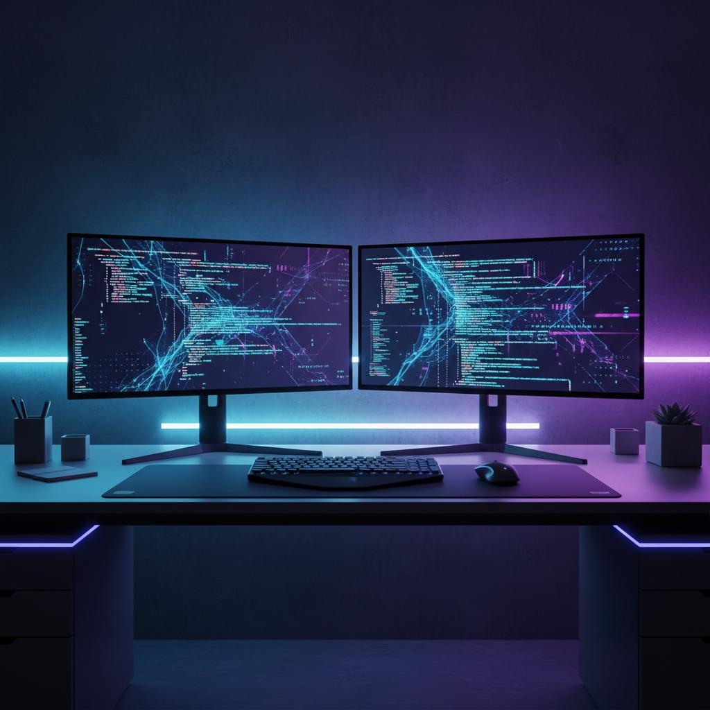 Ilustração técnica representando tecnologia relacionado a Guia Prático de Programação: Como Evoluir no Desen incluindo python