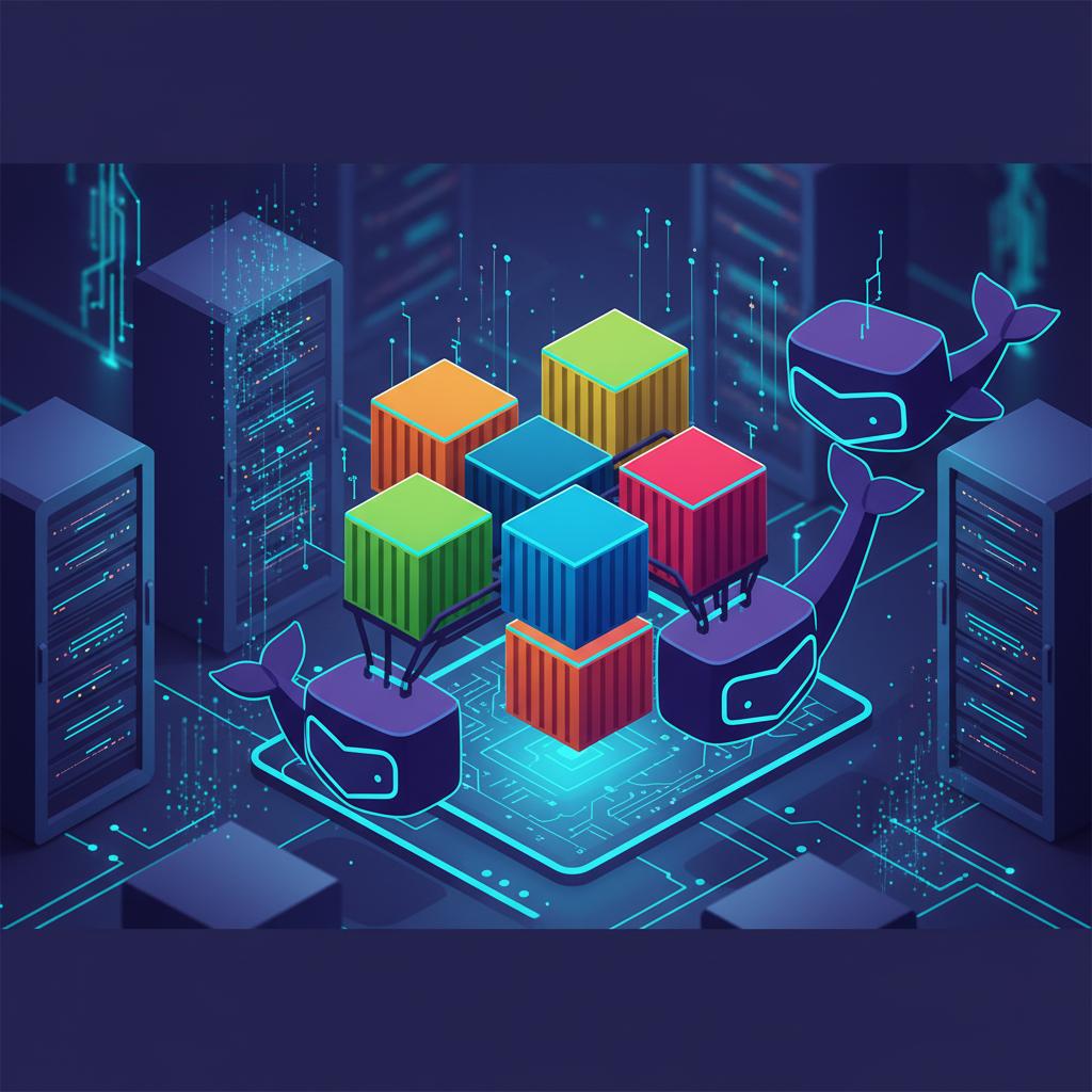 Ilustração técnica representando tecnologia relacionado a Docker Guia Completo: O Que São Containers e Como 