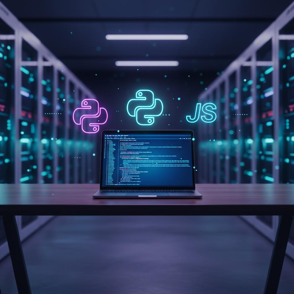 Ilustração técnica representando tecnologia relacionado a Guia de Programação 2026: Python, JavaScript e Dic