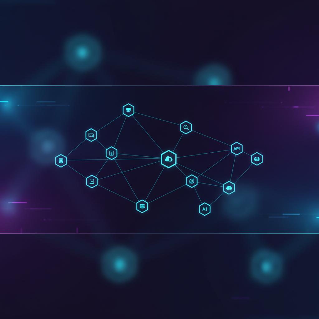 Ilustração técnica representando tecnologia relacionado a Guia Definitivo N8N: Automatize Tudo com Workflow  incluindo aut...