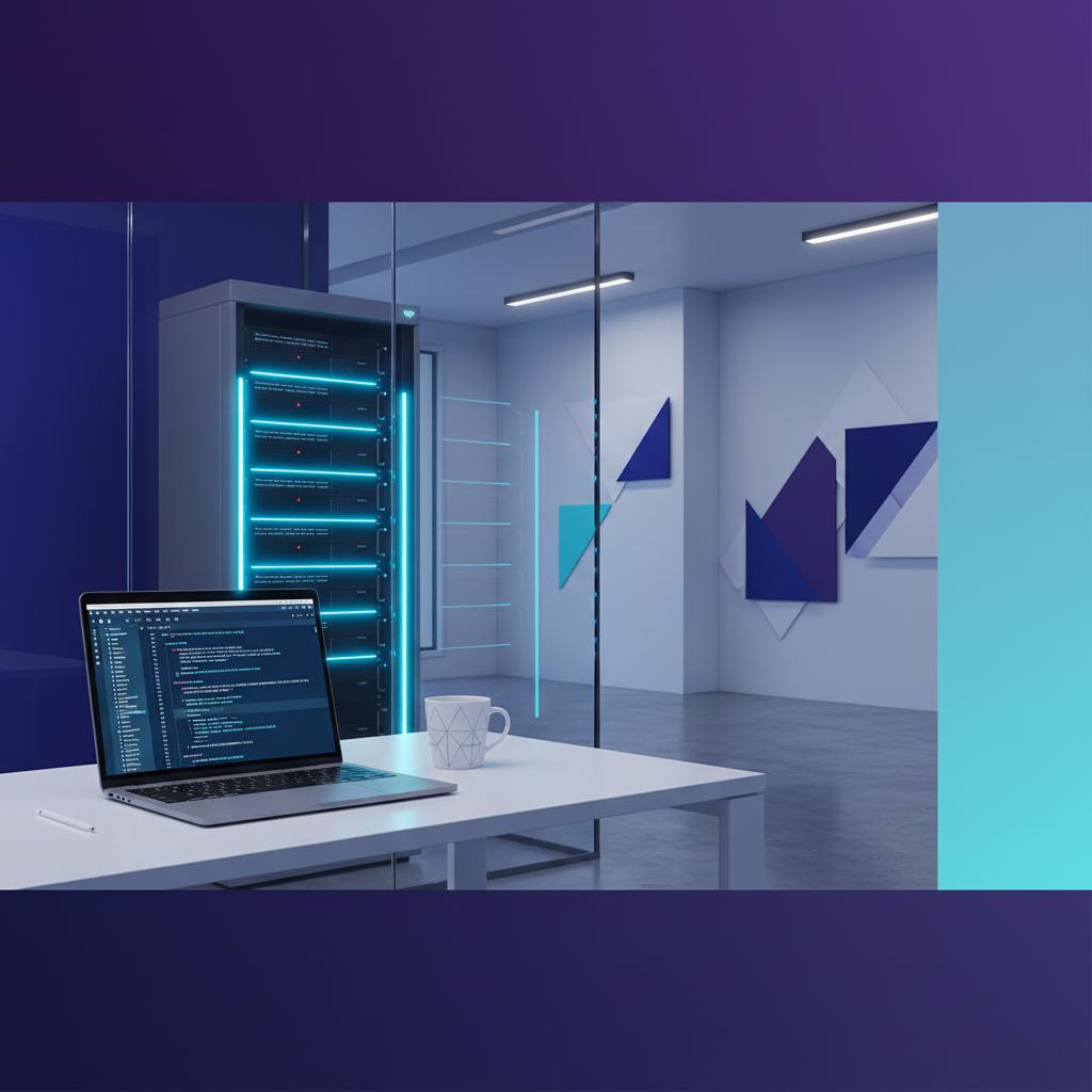 Ilustração técnica representando tecnologia relacionado a WordPress: Como Criar e Otimizar seu Website em 20 incluindo VPS