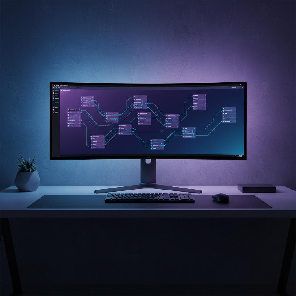 Ilustração técnica representando tecnologia relacionado a N8N: O Guia Definitivo para Automação e Workflows 