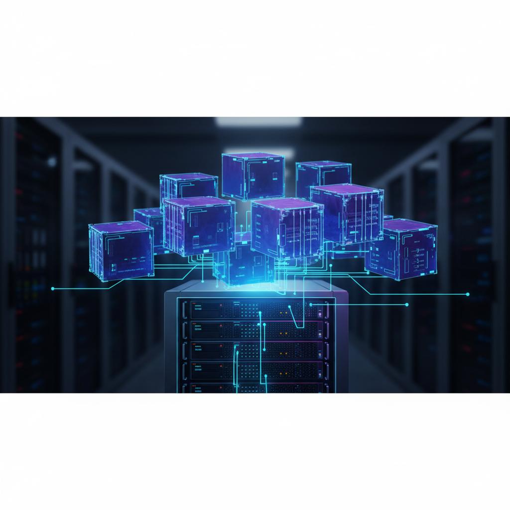 Ilustração técnica representando tecnologia relacionado a Guia Prático de Docker: Do Conceito ao Deploy em P incluindo Con...