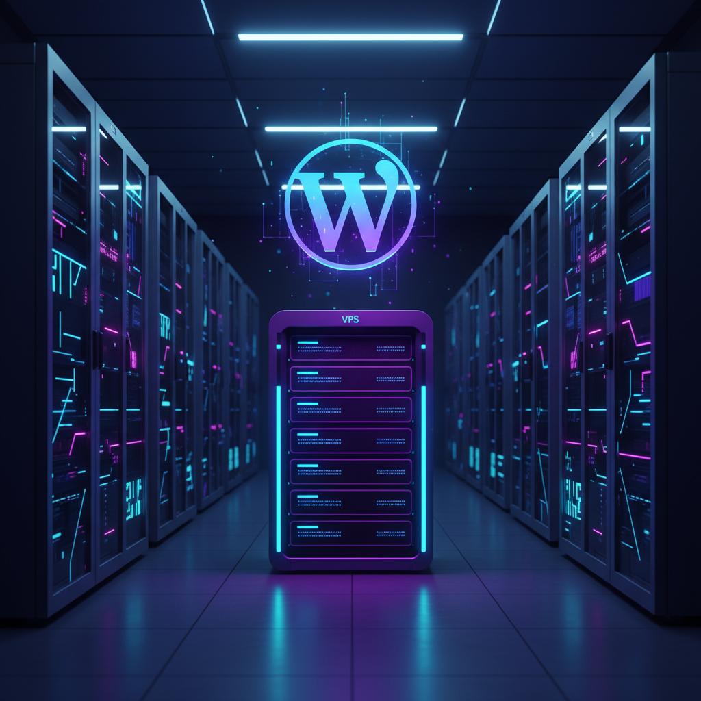 Ilustração técnica representando tecnologia relacionado a WordPress: O Guia Completo para Criar seu Website  incluindo VPS