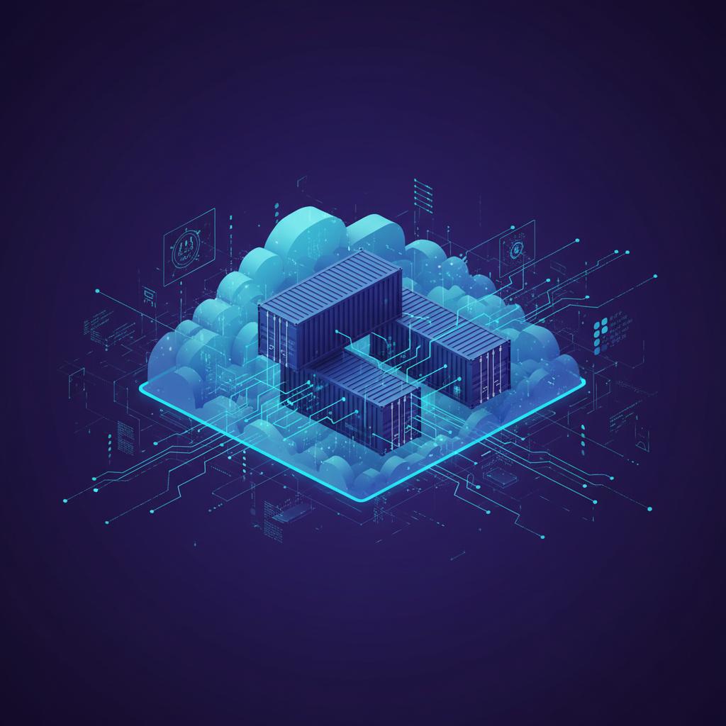 Ilustração técnica representando tecnologia relacionado a Docker Guia Completo: O Que São Containers e Como  incluindo DevOps