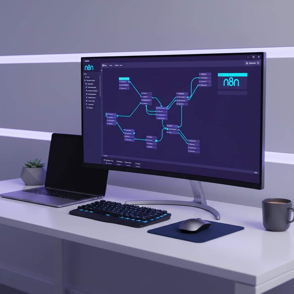 Ilustração técnica representando tecnologia relacionado a N8N: O Guia Definitivo para Automação e Workflows 
