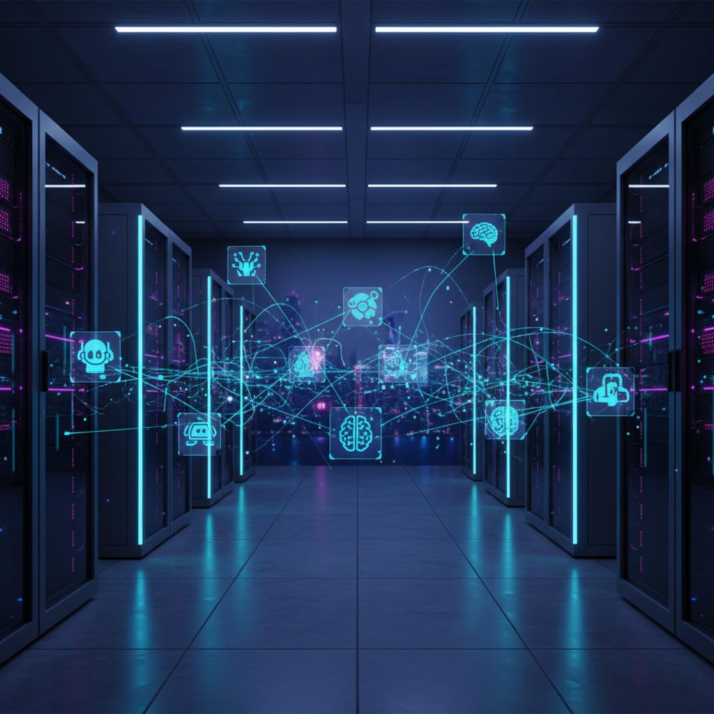 Ilustração técnica representando tecnologia relacionado a LLM na Prática: Como Implementar IA com OpenAI e L