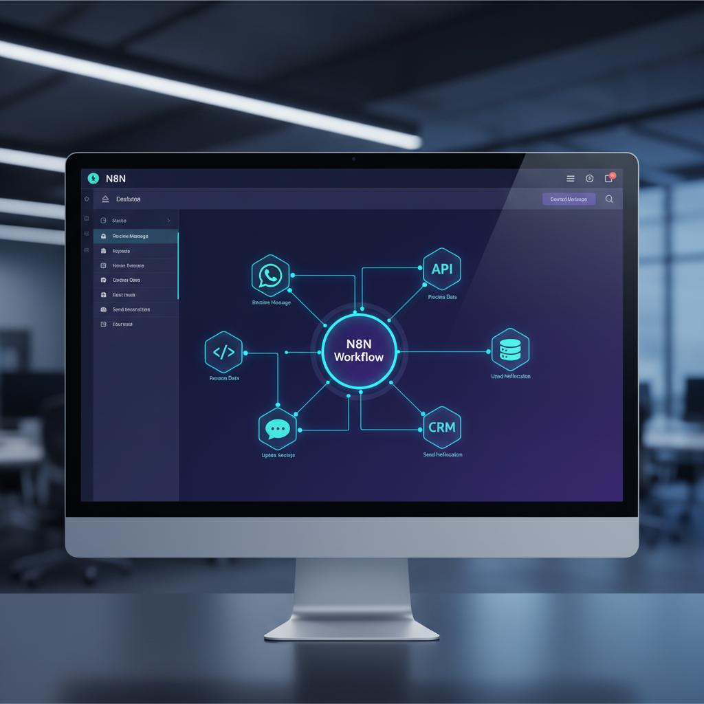 Ilustração técnica representando tecnologia relacionado a N8N: O Guia Definitivo para Automação e Workflows 