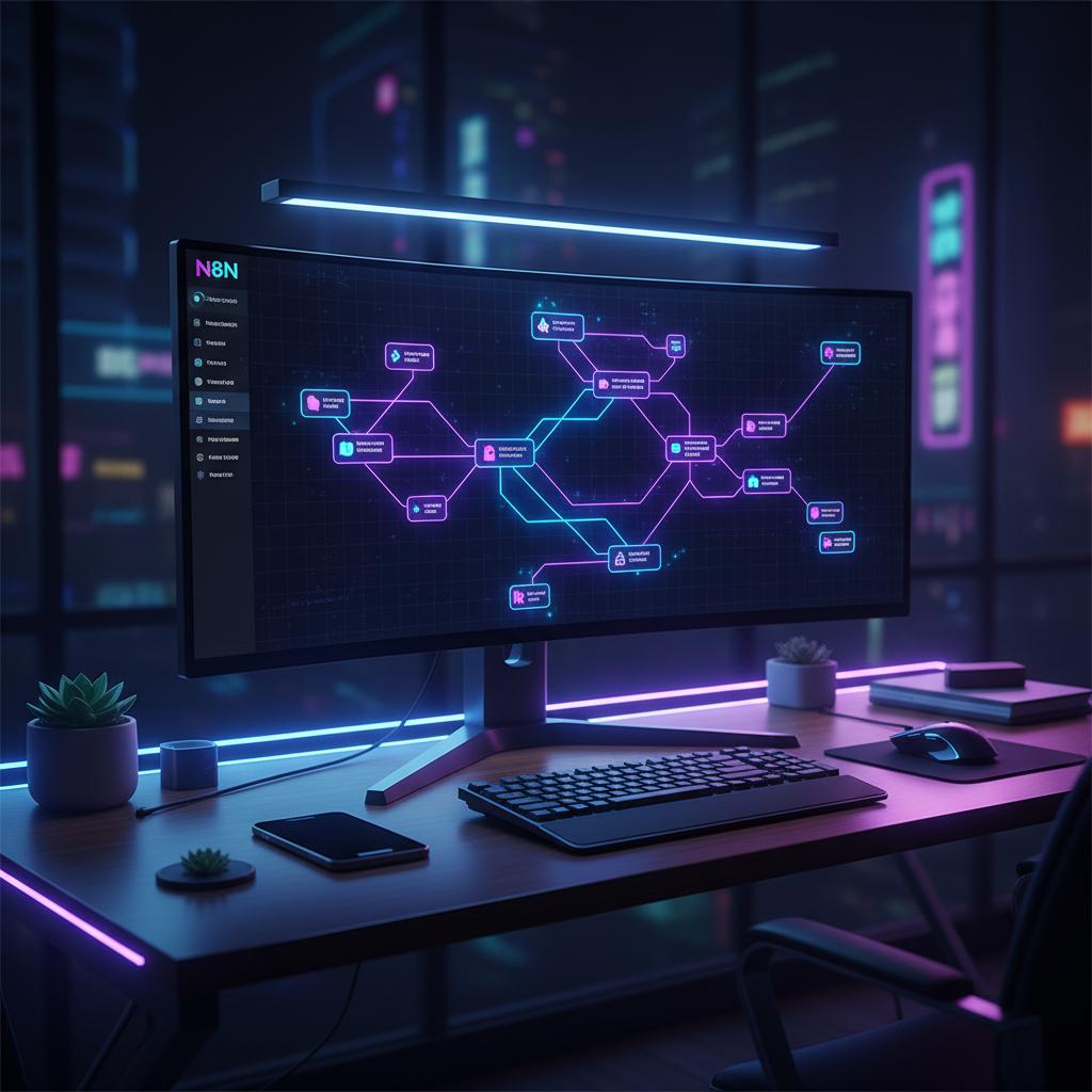 Ilustração técnica representando tecnologia relacionado a O que é N8N: Guia Definitivo de Automação de Workf