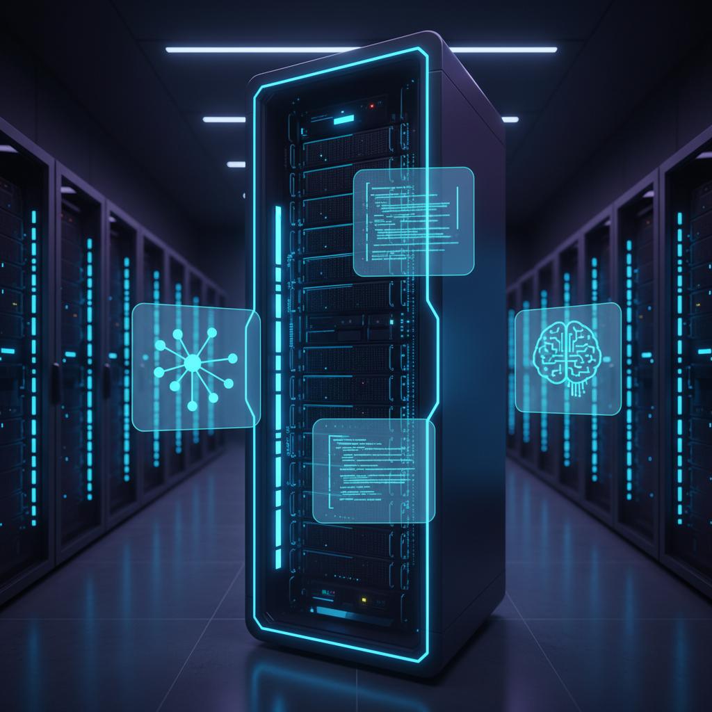 Ilustração técnica representando tecnologia relacionado a LLM: Como Implementar IA com OpenAI e LangChain em