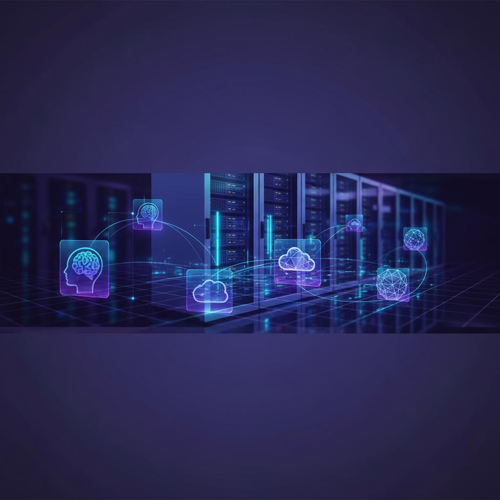 Ilustração técnica representando tecnologia relacionado a Guia de LLM: Como Implementar IA com OpenAI e Lang