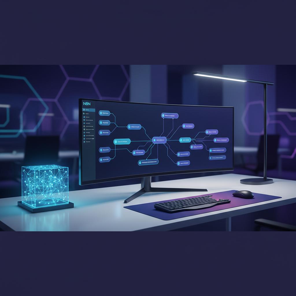 Ilustração técnica representando tecnologia relacionado a N8N: O Guia Definitivo para Automação e Workflows 