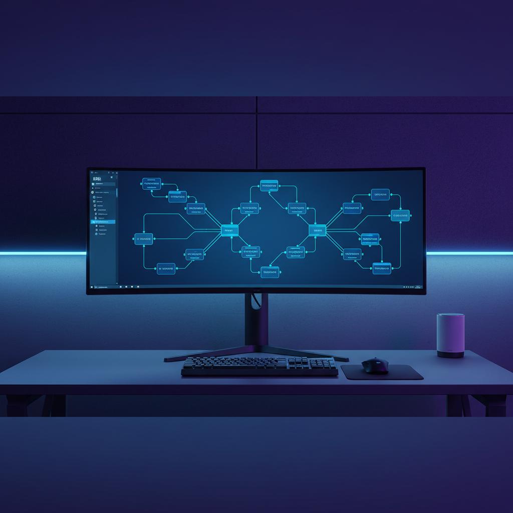 Ilustração técnica representando tecnologia relacionado a N8N: O Guia Definitivo para Automação de Workflows incluindo aut...