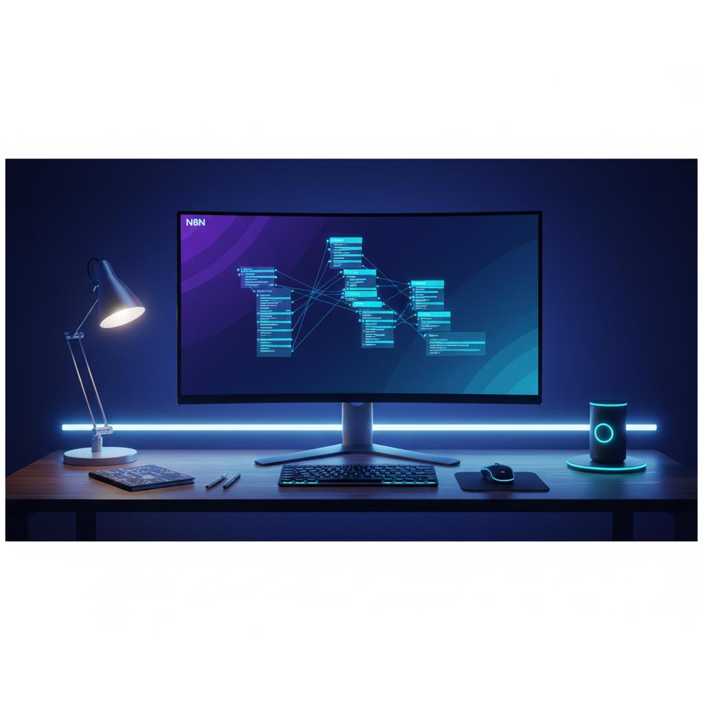 Ilustração técnica representando tecnologia relacionado a N8N: O Guia Definitivo para Automação de Workflows