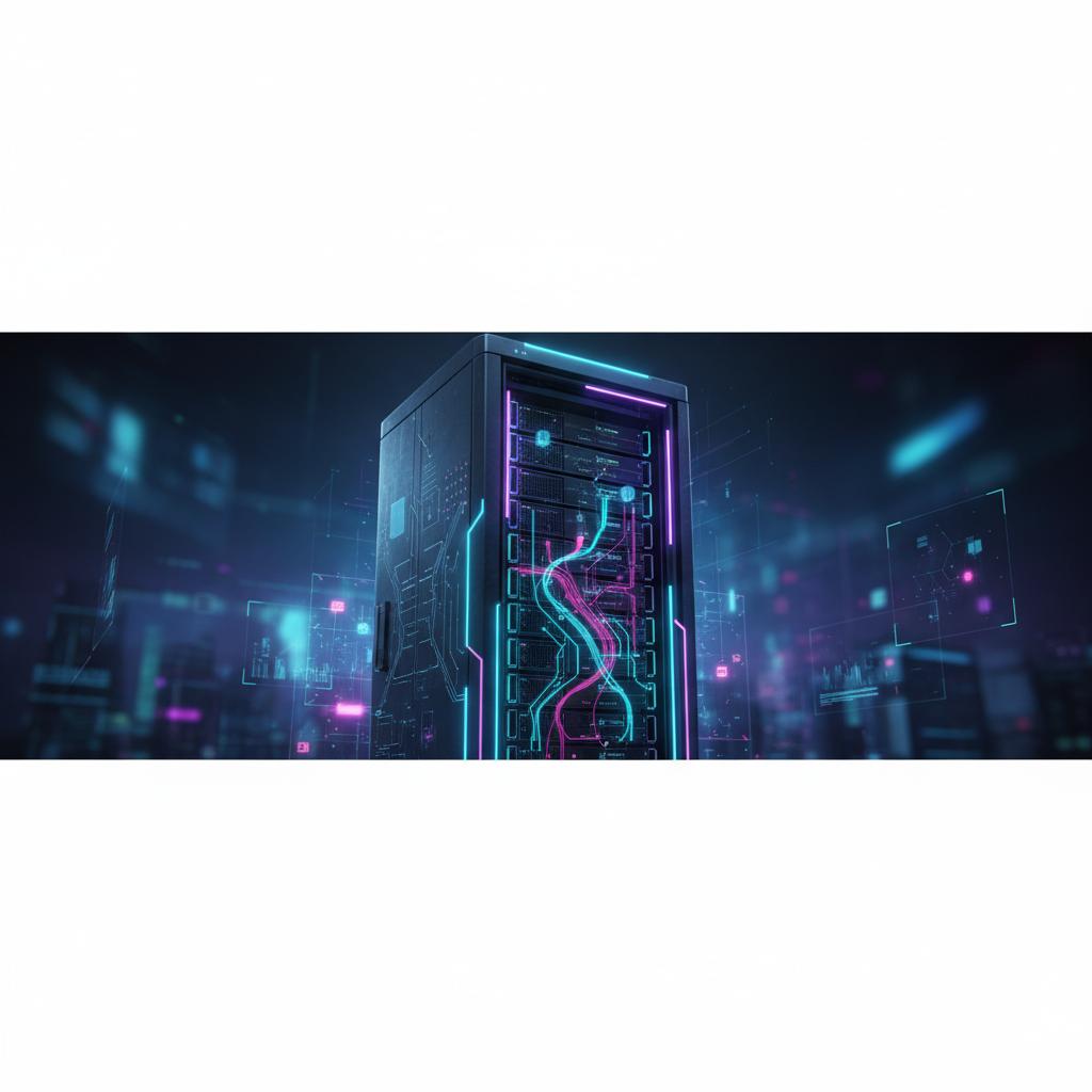 Ilustração técnica representando tecnologia relacionado a LLM: Como implementar Inteligência Artificial com 