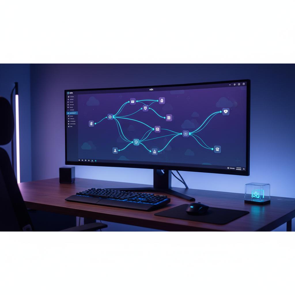 Ilustração técnica representando tecnologia relacionado a N8N: O Guia Definitivo para Automação e Workflows 