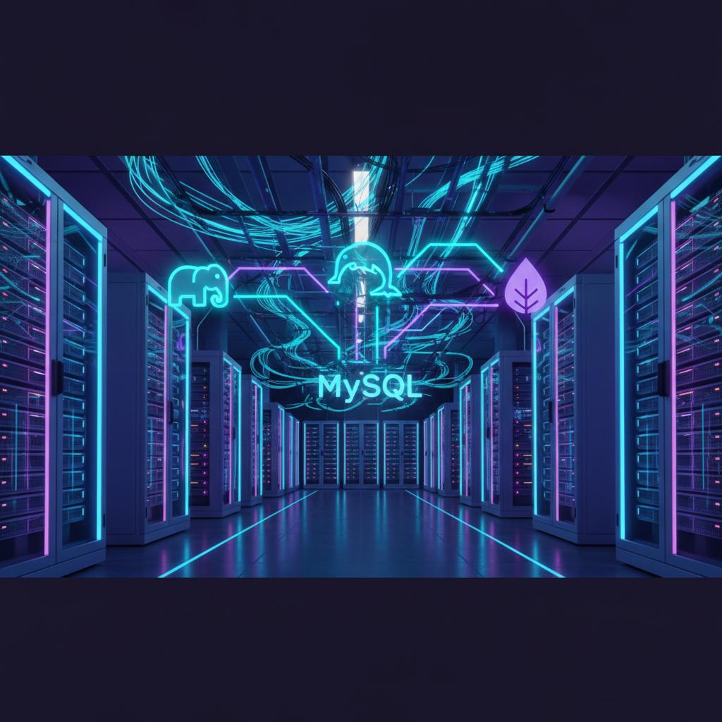 Ilustração técnica representando tecnologia relacionado a Qual banco de dados escolher? PostgreSQL, MySQL ou