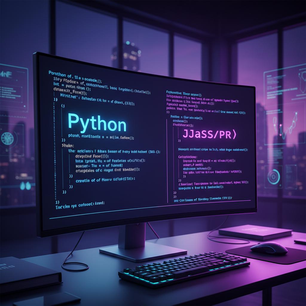Ilustração técnica representando tecnologia relacionado a Guia de Programação 2026: Python vs JavaScript na 