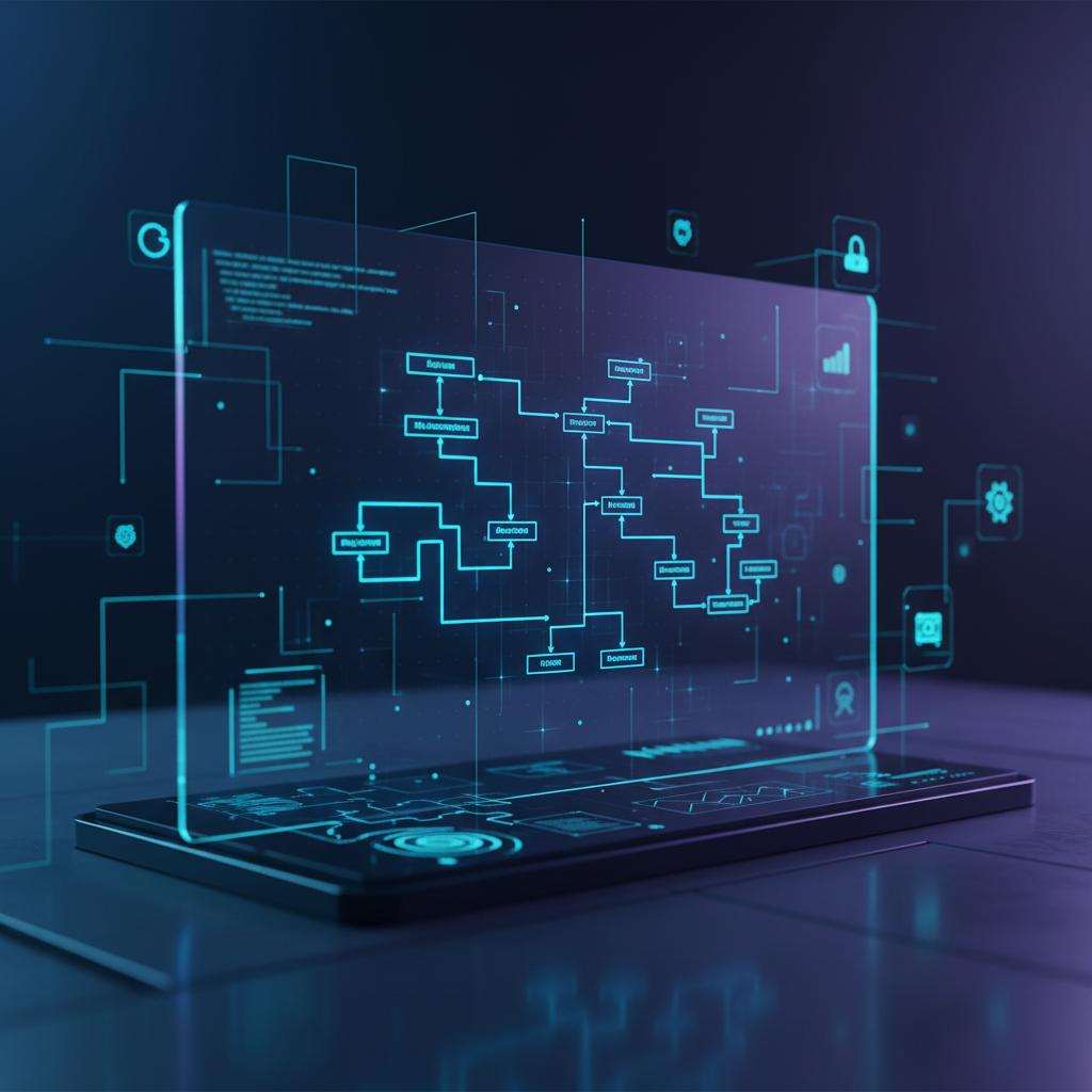 Ilustração técnica representando tecnologia relacionado a N8N: O Guia Definitivo para Automação de Workflows incluindo aut...