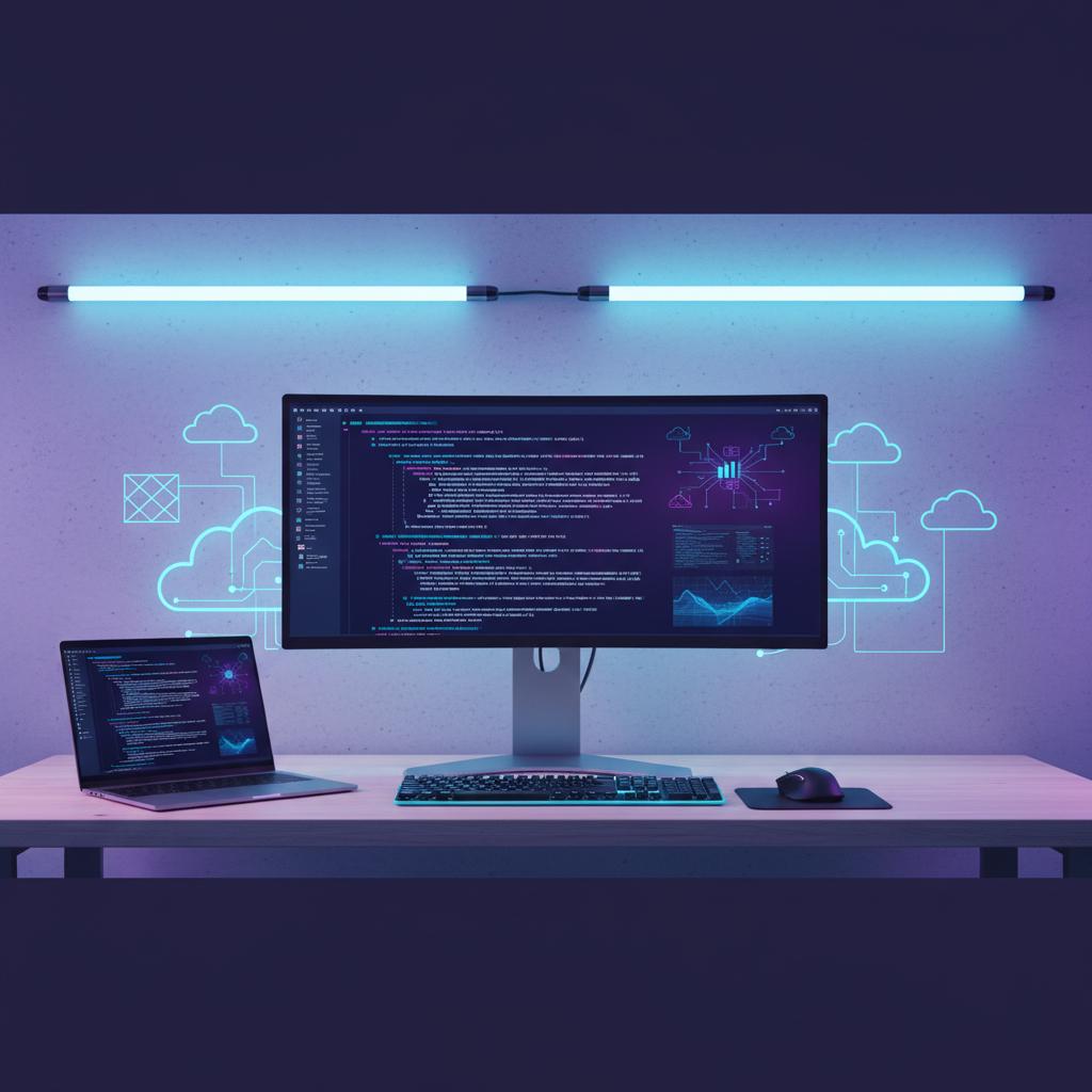 Ilustração técnica representando tecnologia relacionado a Guia de Programação 2026: Python vs JavaScript par
