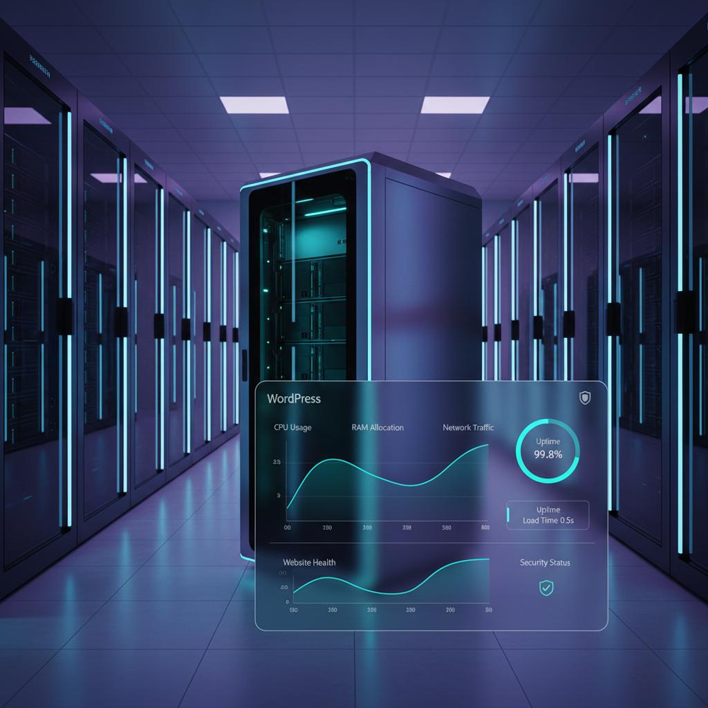 Ilustração técnica representando tecnologia relacionado a WordPress: O Guia Definitivo de Performance e Segu incluindo VPS