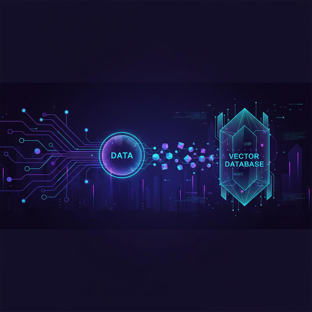 Ilustração técnica representando tecnologia relacionado a O que é Vector Database? O Guia Essencial (2026) incluindo Pinecone