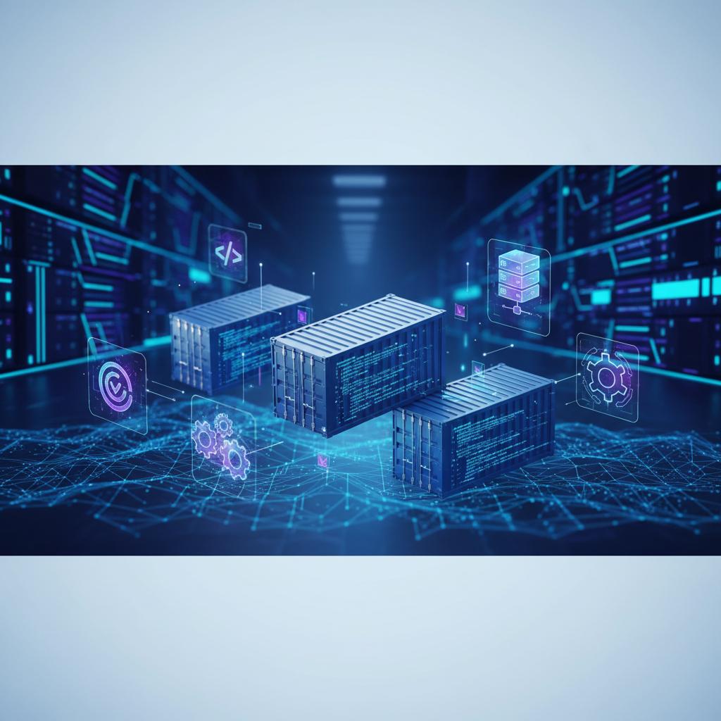 Ilustração técnica representando tecnologia relacionado a Guia Prático de Docker: Do Zero ao Deploy em Produ incluindo DevOps