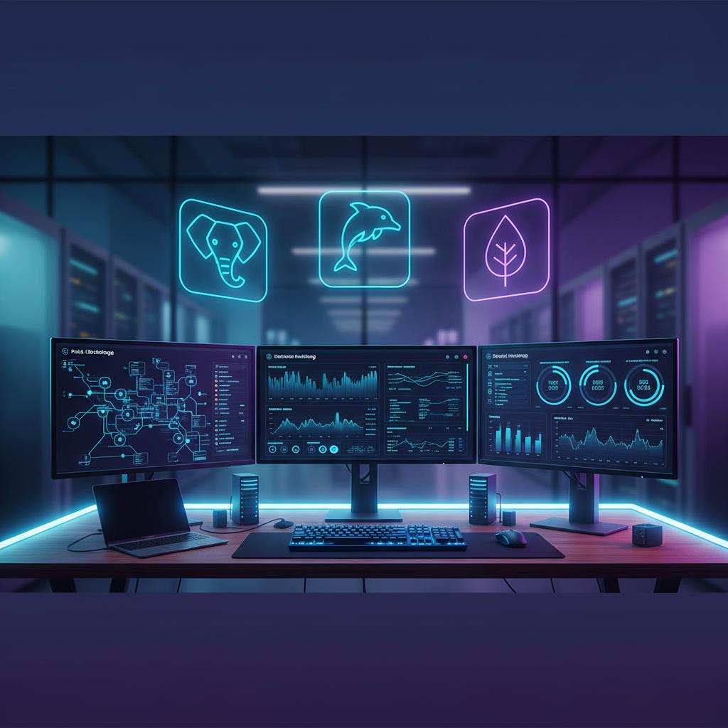 Ilustração técnica representando tecnologia relacionado a Como escolher o Banco de Dados ideal para o seu pr incluindo Pos...