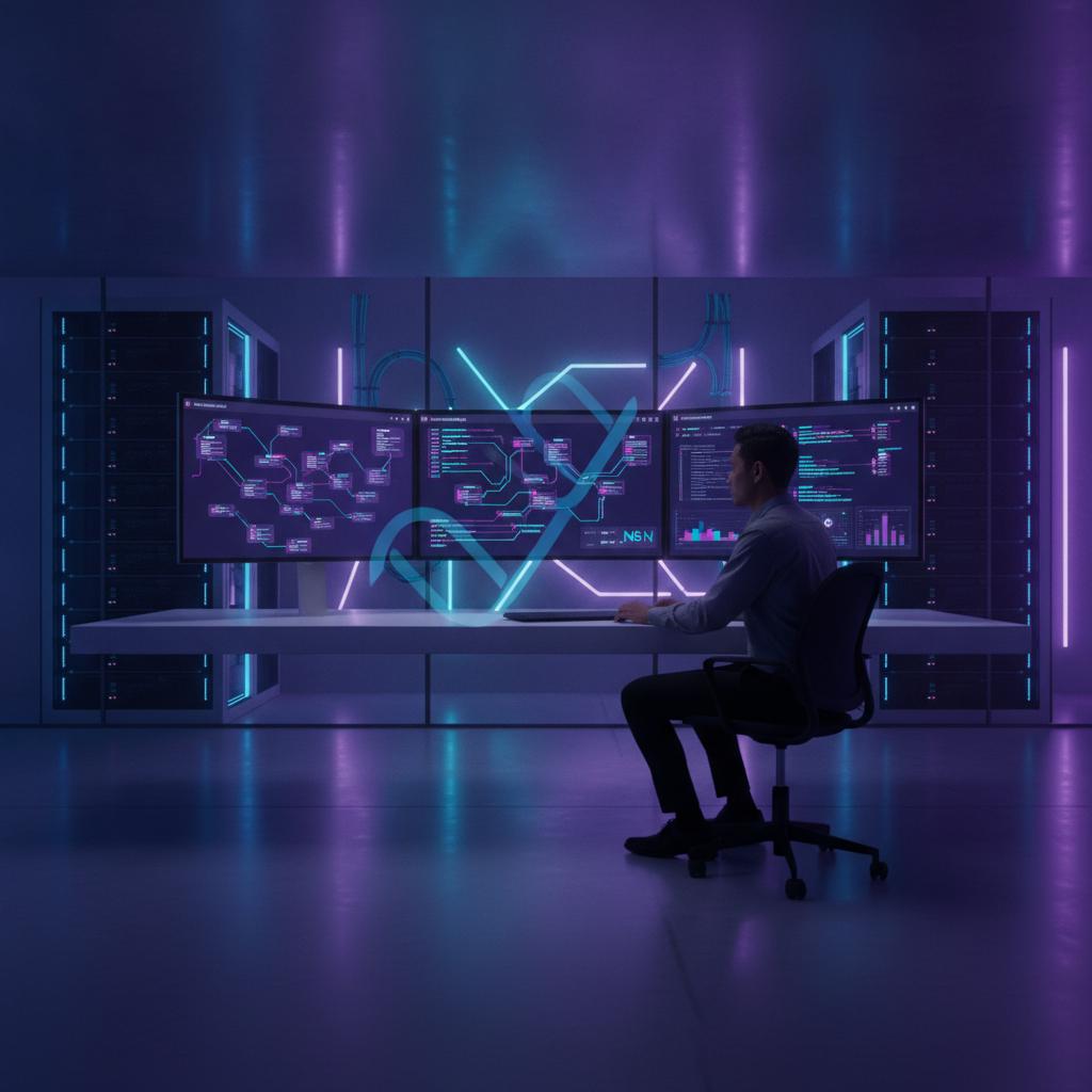 Ilustração técnica representando tecnologia relacionado a N8N: O Guia Definitivo para Automação e Workflows 