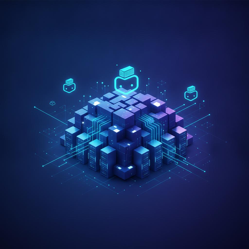 Ilustração técnica representando tecnologia relacionado a Guia Prático de Docker: Do Conceito ao Deploy em P incluindo Con...