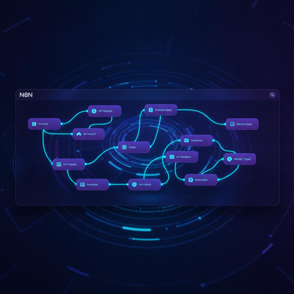 Ilustração técnica representando tecnologia relacionado a N8N: O Guia Definitivo para Automação de Workflows