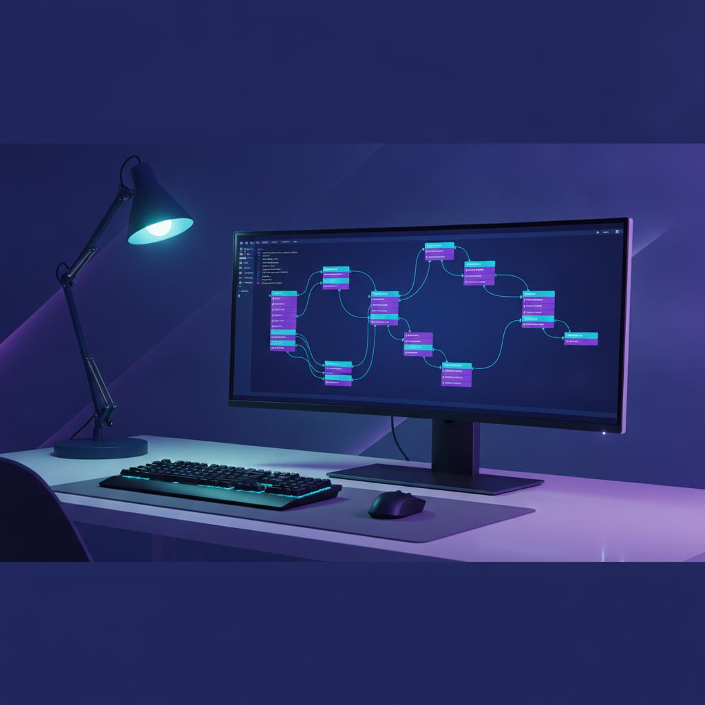 Ilustração técnica representando tecnologia relacionado a N8N: O Guia Definitivo para Automação e Workflows 